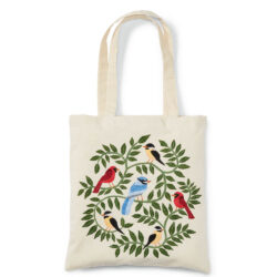 BIRDS EMBROIDERED TOTE BAG